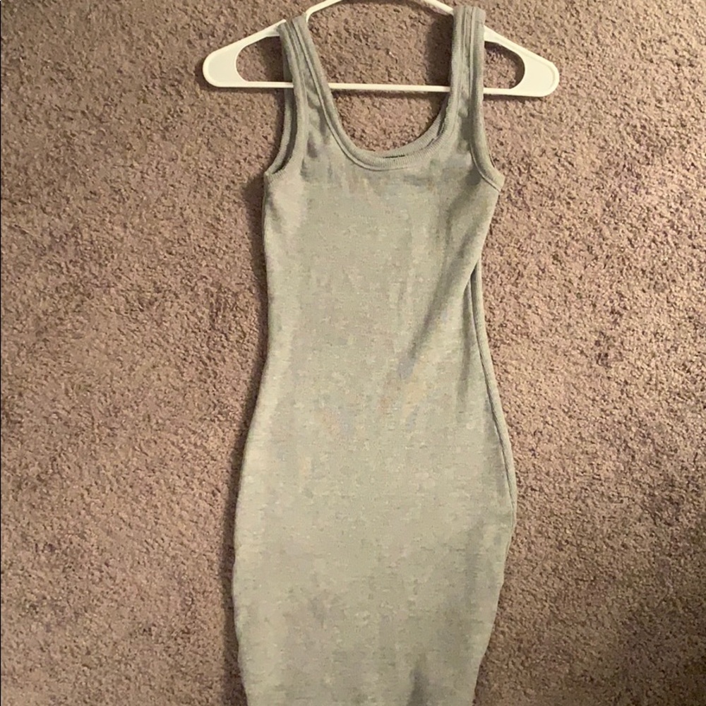 Gray ribbed tank top dress
